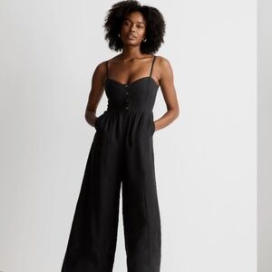 Madewell Sleeveless Wide Leg Jumpsuit in Black Coal Size 4